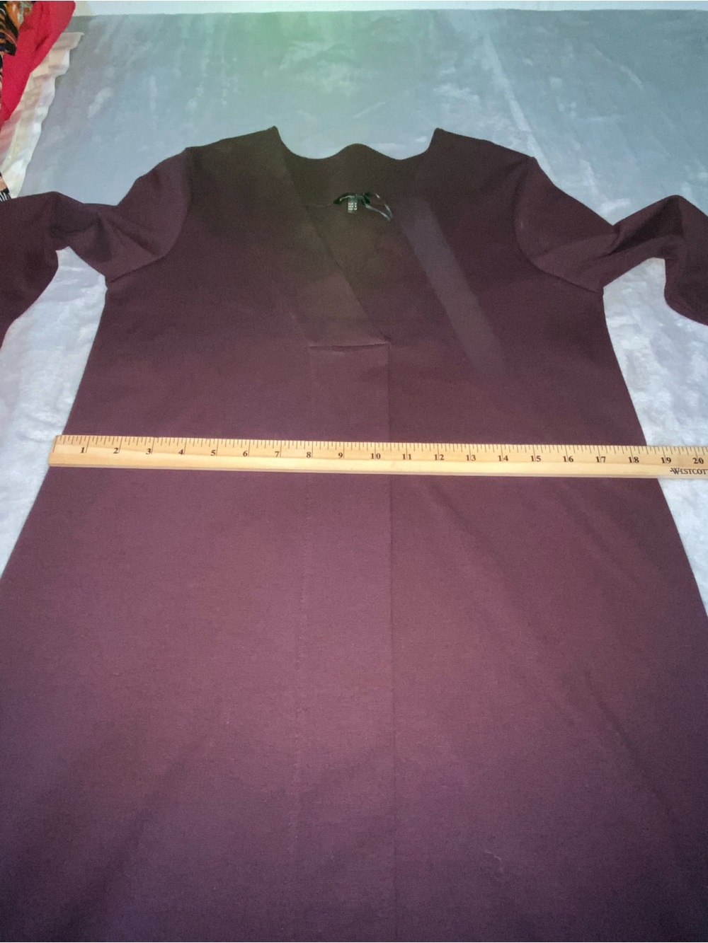 Massimo Dutti Burgundy Plum V-Neck Long Sleeve Dress - Picture 13 of 16